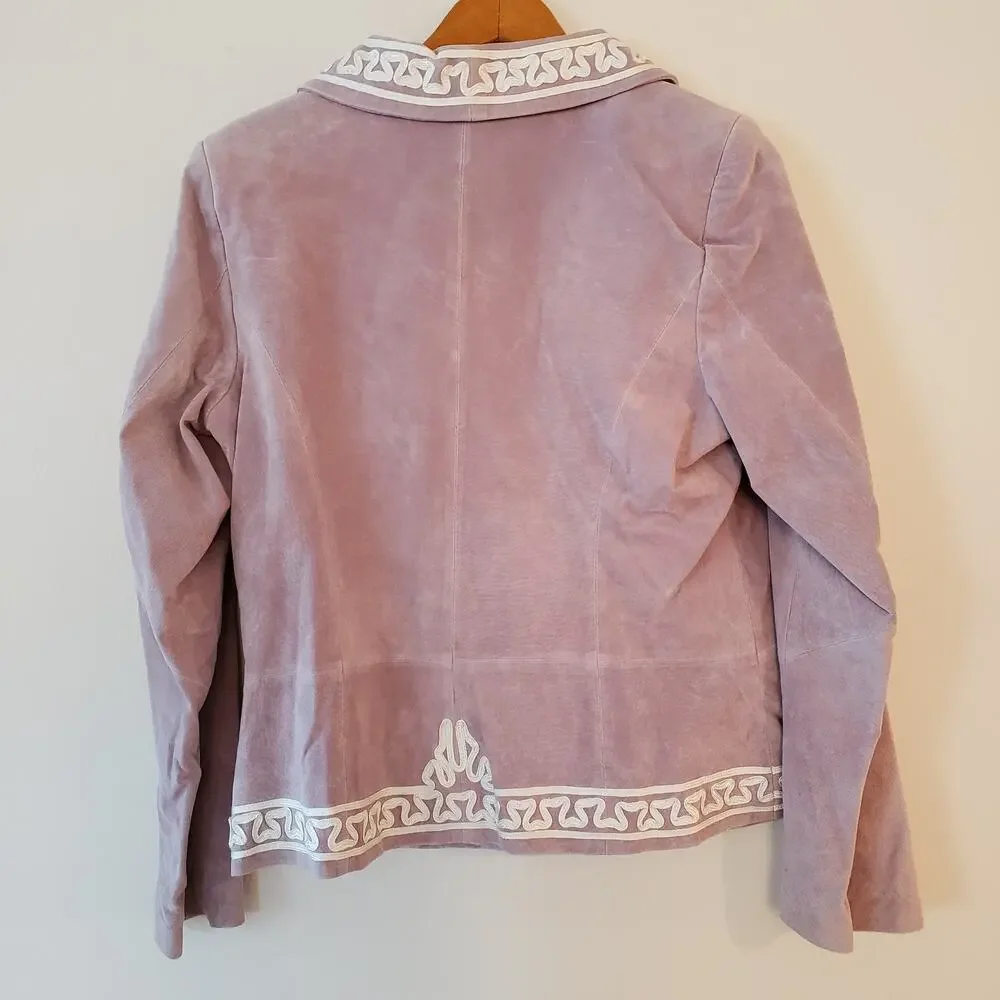 NWT Bradley Bayou Purple Leather Jacket Embroidered Medium
